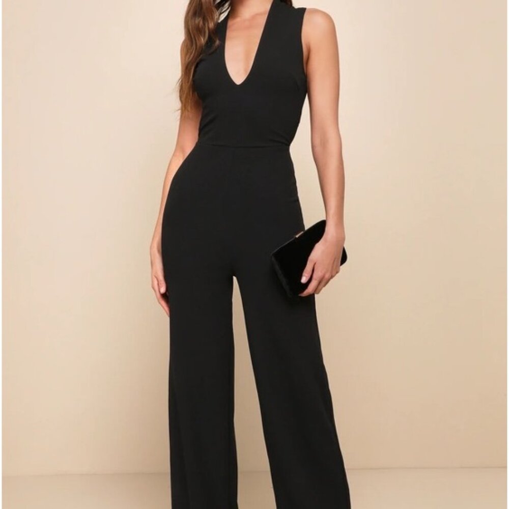 Thinking Out Loud Black Backless Jumpsuit